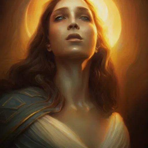Image similar to majestic gracious regal seductive goddess selene portrait, ancient greece, atmospheric lighting, painted, menacing, intricate, volumetric lighting, beautiful, rich deep colours masterpiece, golden hour, sharp focus, ultra detailed, by leesha hannigan, ross tran, thierry doizon, kai carpenter, ignacio fernandez rios