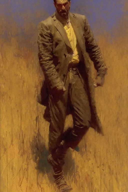 Prompt: attractive man, painting by gaston bussiere, craig mullins