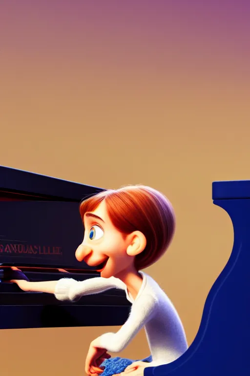 Image similar to a girl playing piano. pixar disney 4 k 3 d render funny animation movie oscar winning trending on artstation and behance. ratatouille style.