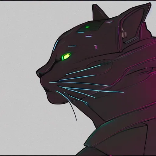 Image similar to cyberpunk cat in suit sketch sideview