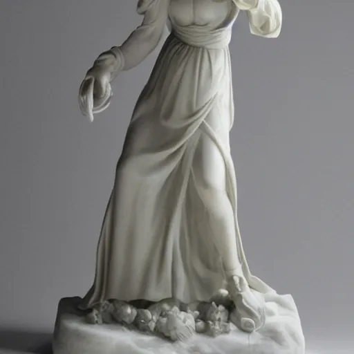 Image similar to a statue of a woman in a white dress, a marble sculpture by luca della robbia, cgsociety, new sculpture, marble sculpture, made of plastic, da vinci