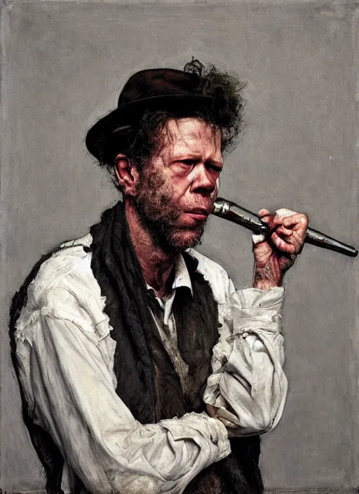 Image similar to tom waits by jeremy lipking egon schiele gottfried helnwein