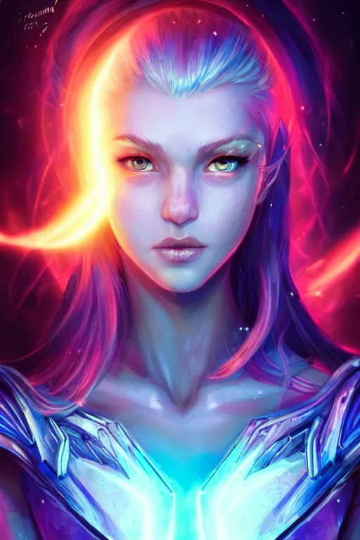 Prompt: a photographic portrait of an attractive young girl, partially clothed in ethereal battle armor, surrounded by colorful transparent plasma, emitting psychic powers, beautiful bone structure, perfectly proportioned face, perfect eyes, intricate, elegant, highly detailed, hyper detailed, trending on tumblr, by artgerm, by loish, fantasy scene, fantasy aesthetic, trending on Artstation