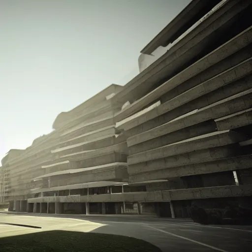 Prompt: brutalist architecture white with nature in back, cinematic lighting, 3 d, unreal engine