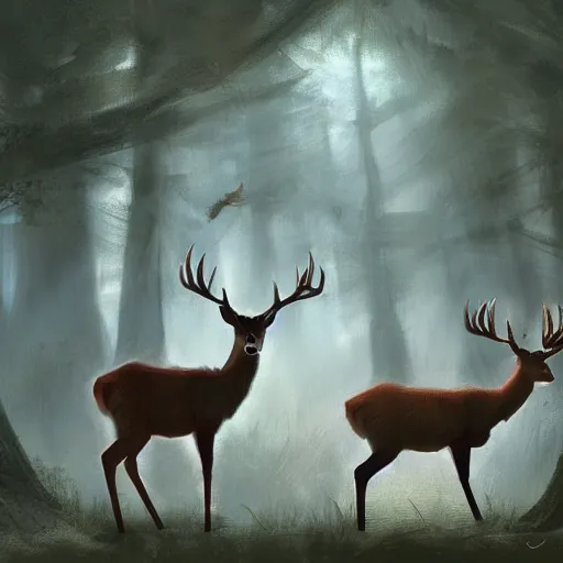 Image similar to deer digital art in the style of greg rutkowski and craig mullins, 4 k