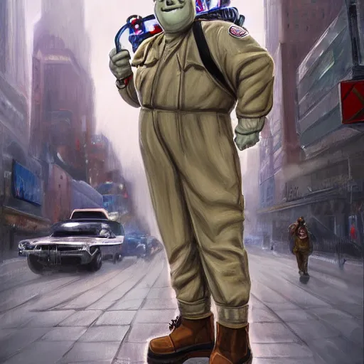 Image similar to the ghostbusters marshmallow man wearing timberlands and a yankee hat smoking a joint walking threw new york city, highly detailed portrait, digital painting, artstation, concept art, smooth, sharp foccus ilustration, artstation hq