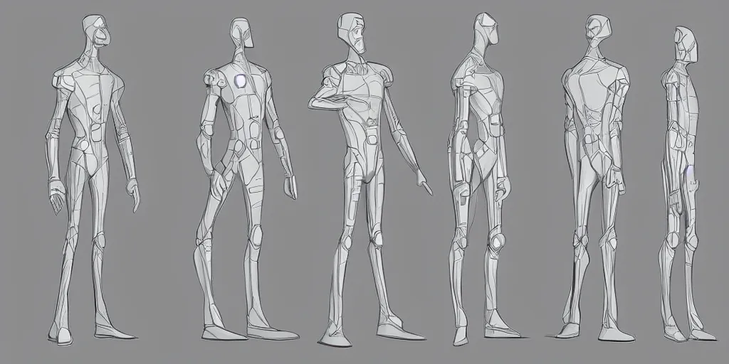 Image similar to male, elongated figure, space suit, large shoulders, short torso, long thin legs, tiny feet, character sheet, digital sketch, very stylized, concept design, by jean giraud