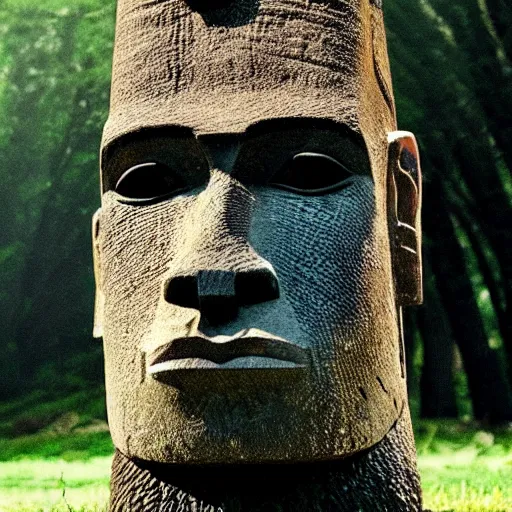 Prompt: Geralt of Rivia as an Easter Island head