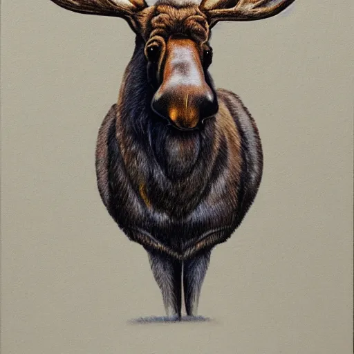 Prompt: moose with a big coin, illustration painting, highly detailed