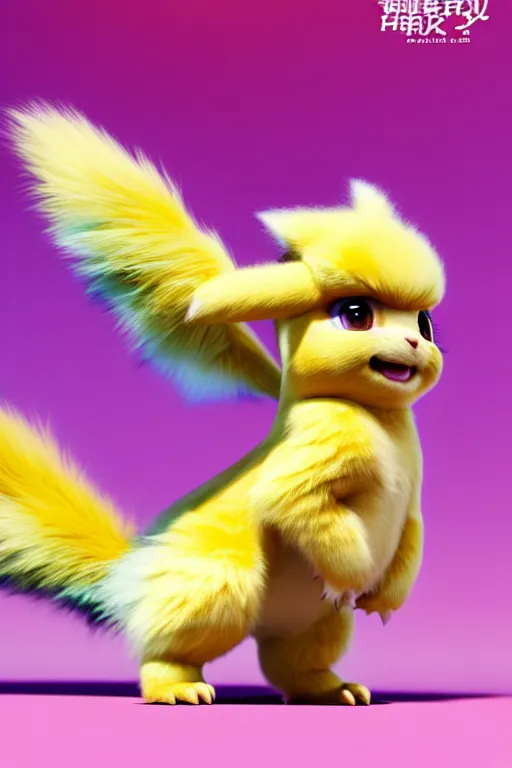Prompt: high quality 3 d render hyperrealist very cute multicolor stripped fluffy! phoenix chimera hybrid highly detailed, vray smooth, in the style of detective pikachu, hannah yata charlie immer, dramatic pink light, low angle, uhd 8 k, sharp focus