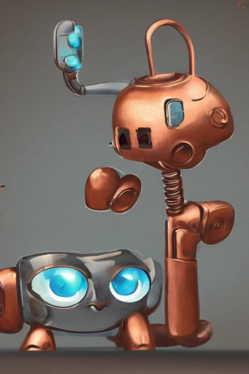 Prompt: a cute cat robot, painted by wally wood and matt jefferies, trending on artstation, steam punk, bright macro view pixar, award - winning, blueprint, big eyes, ( ( ( copper ) ) ) wire whiskers, chillwave, realism