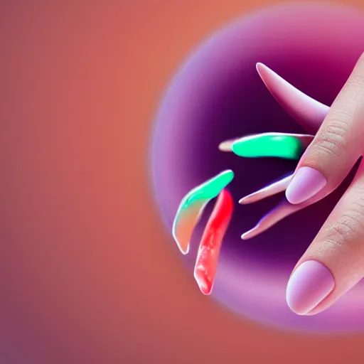 Image similar to a persons nail wriggling out of his finger, bright colors, vfx,