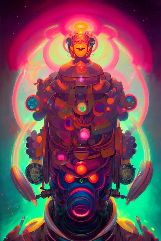Prompt: Psychedelic Neon Japanese Portrait of Galactus by Peter Mohrbacher