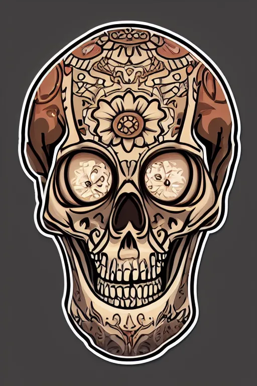 Prompt: A portrait of a skeleton who is a monk, sticker, portrait, highly detailed, colorful, illustration, smooth and clean vector curves, no jagged lines, vector art, smooth