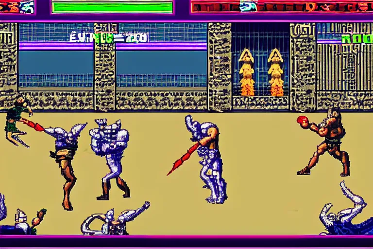 Image similar to ancient sumerian snes 2 d fighting game gameplay screenshot