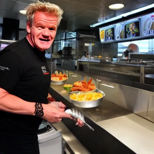 Image similar to gordon ramsey working at macdonalds