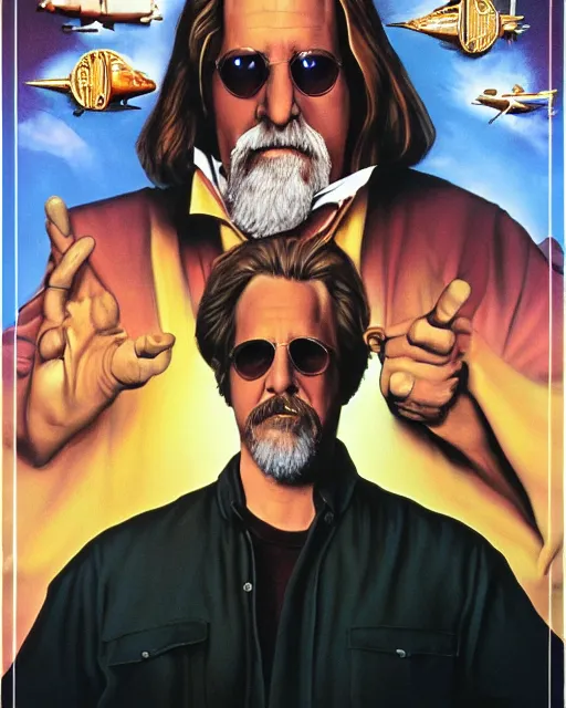 Prompt: the big lebowski, airbrush, drew struzan illustration art, key art, movie poster