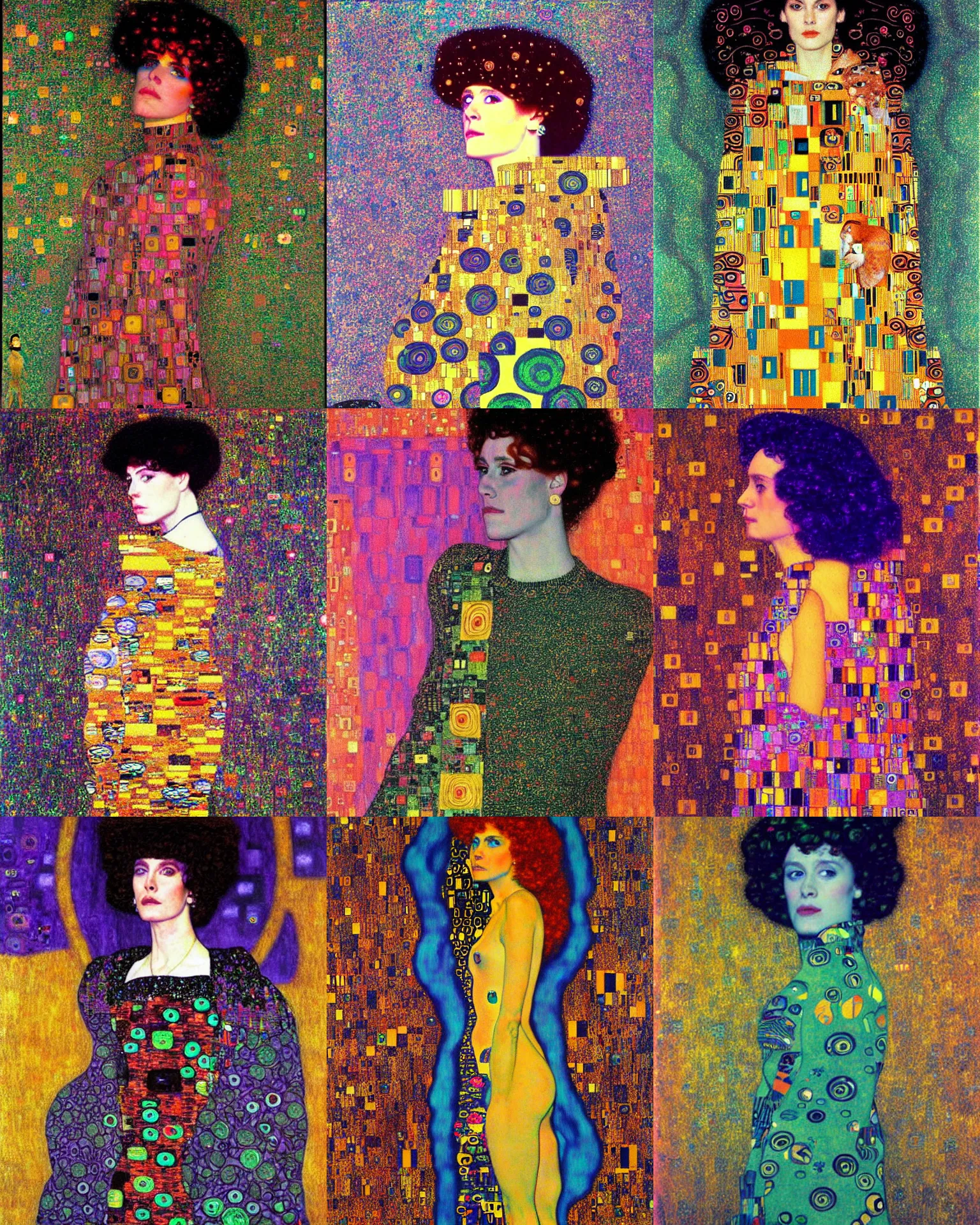 Prompt: A synthwave portrait by Gustav Klimt