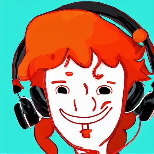 Image similar to streamer on twitch with black hat, stubble, ginger hair, orange hair, black cap, stubbles, red headphones, in the style of tatsuro kiuchi, art