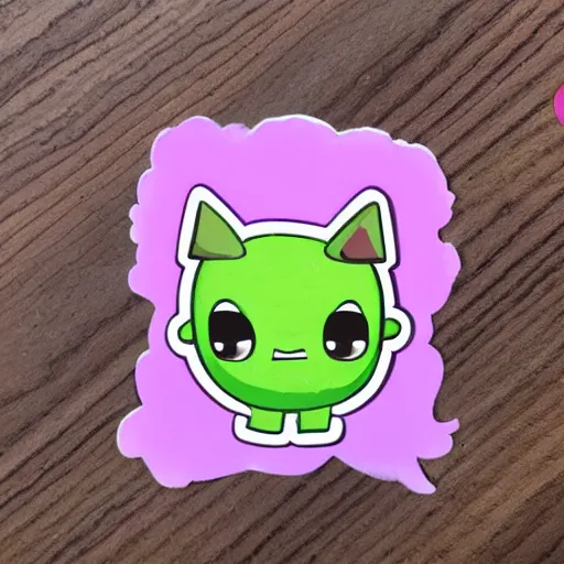 Image similar to a sticker illustration of a cute little monster