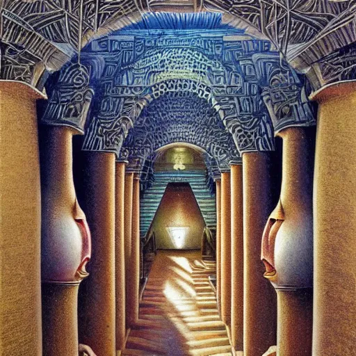 Image similar to intricate detailed, gilbert williams, halls of amenti, thoth, tehuti, lemuria, agartha,