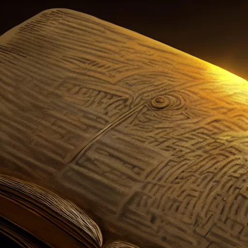 Image similar to close - up of an ancient book bon the moon, concept art, sci - fi illustration, painting, realistic, global illumination, radiant light, detailed and intricate environment, 8 k, h 6 4 0