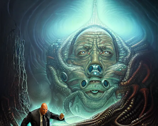 Image similar to lovecraft biopunk portrait of dwayne johnson, fractal background, by tomasz alen kopera and peter mohrbacher