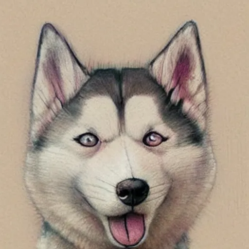 Image similar to ( ( ( ( ( 1 9 5 0 s cute chibi husky dog. muted colors. ) ) ) ) ) by jean - baptiste monge!!!!!!!!!!!!!!!!!!!!!!!!!!!