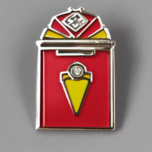 Image similar to a diamond enamel pin fire station, smooth curves