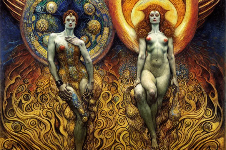 Image similar to Divine Chaos Engine by Karol Bak, Jean Delville, William Blake, Gustav Klimt, and Vincent Van Gogh, symbolist, visionary