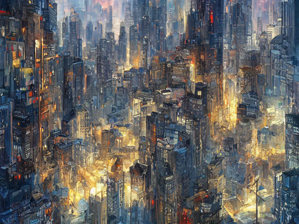 Image similar to a modern city rich with intelligence, digital painting, fantasy, art by alexandre mahboubi and christophe oliver