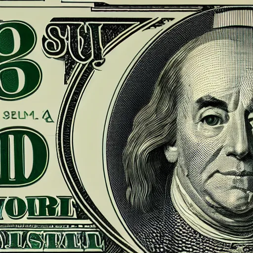 Image similar to dollar bill with Rosalía face inside