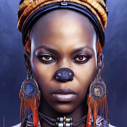 Prompt: african shaman, steampunk alchemist, science fiction, highly detailed, digital painting, beautiful eyes, symmetry, concept art, sharp focus, illustration, art by artgerm and greg rutkowski and magali villeneuve and ilya kuvshinov!