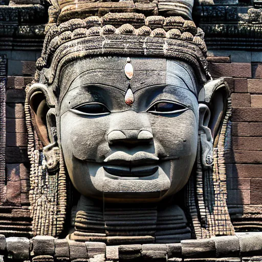 Prompt: angkor thon, yaksha, photorealistic giant photography hight quality, sharp, stones, award winning photography, canon, thierry rouzier