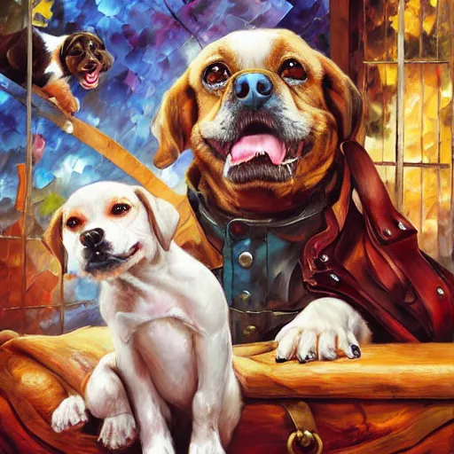 Prompt: very guilty dog, regretful puppy by arthur adams, charlie bowater, leonid afremov, chiho ashima, karol bak, david bates, tom chambers