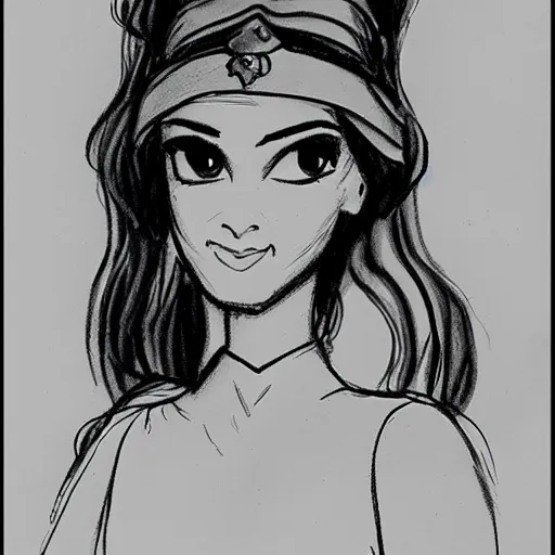 Prompt: milt kahl sketch of princess padme from star wars episode 3 with hair tendrils