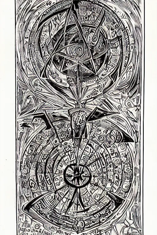 Prompt: Libre Ivonis (Book of Eibon), Page 23: incantation and sigil, a hyperdetailed alchemical scene with symbols, academic art. Intricate