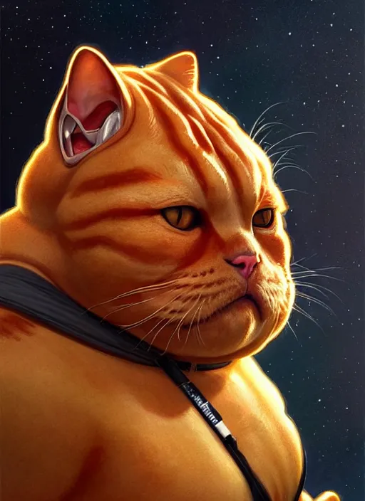 Prompt: a fat ginger cat as jabra the hutt, star wars, low lights, sci - fi, intricate, highly detailed, digital painting. artstation. smooth. sharp focus. illustration. art by artgerm and greg rutkowski and alphonse mucha