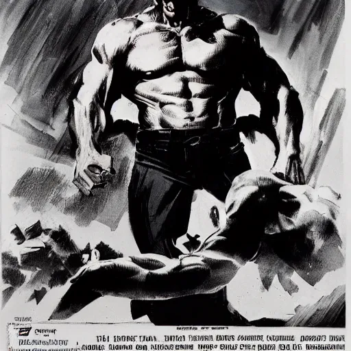 Image similar to Frank Langella as Frank Castle by Frank Frazetta and Frank Miller