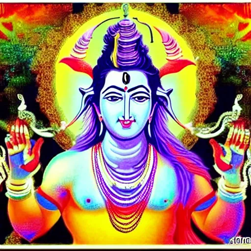 Image similar to lord Shiva in beast form colourful