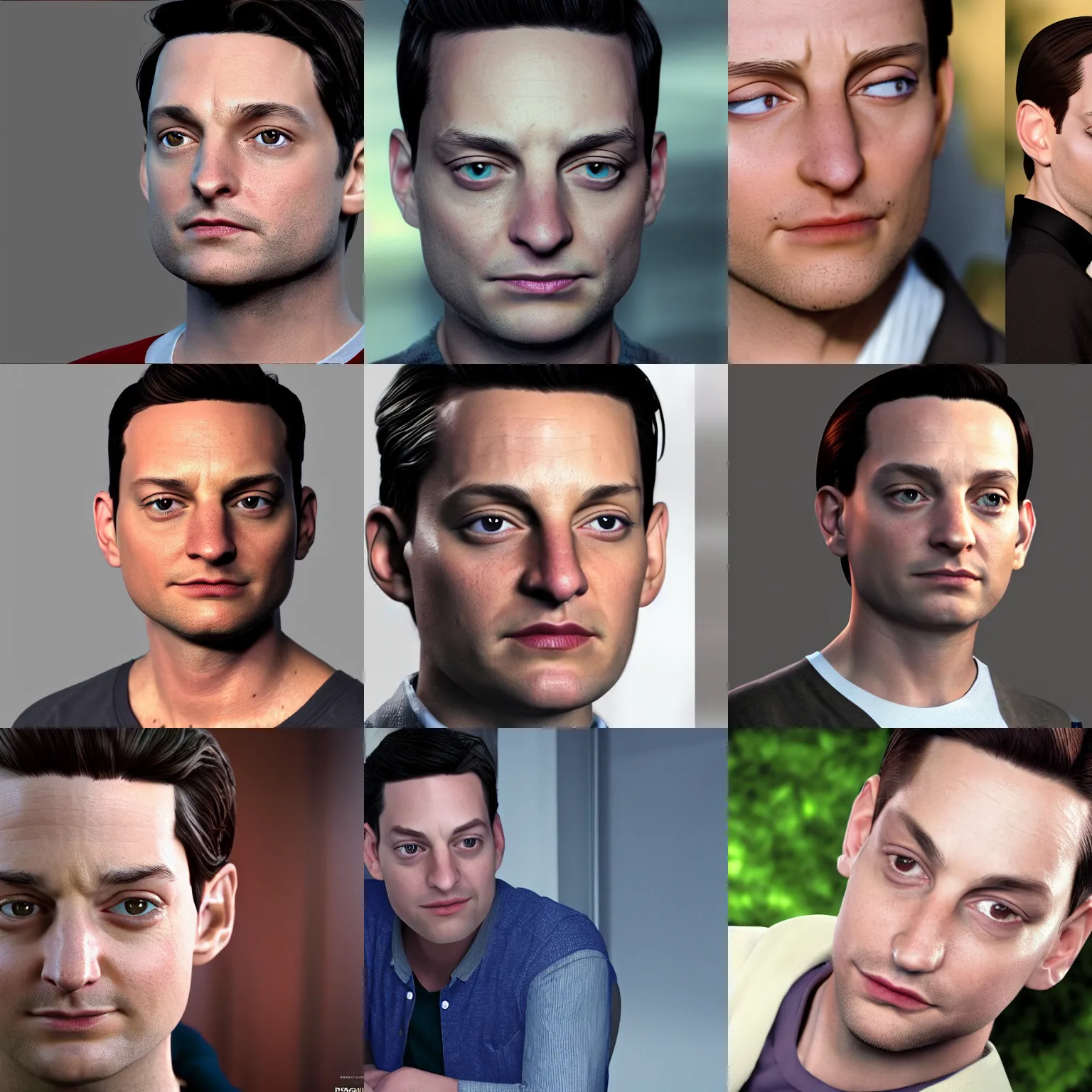 Prompt: photorealistic 8k render handsome Tobey Maguire