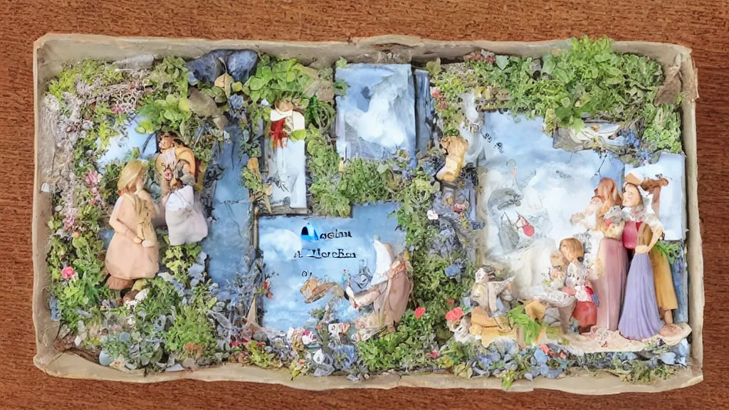 Prompt: storybook illustration unimpressive blessing diorama