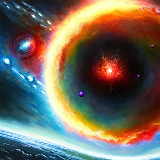 Prompt: realistic concept art for the entire universe uniting again into perfect love and pure consciousness, defeating the big bang!! final victory of order over disorder!! final defeat of entropy! end of time, galactic scale!! digital painting, artstation, smooth, sharp focus