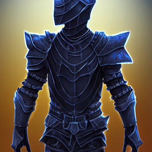 Image similar to a highly detailed digital art of a man wearing a epic shadow armor