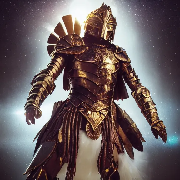 Image similar to magical roman armor, splash art, movie still, cinematic lighting, dramatic, octane render, long lens, shallow depth of field, bokeh, anamorphic lens flare, 8k, hyper detailed, 35mm film grain