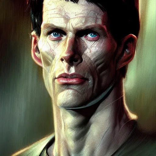 Image similar to a hyper - realistic character concept art portrait of young kevin conroy, depth of field background, artstation, award - winning realistic sci - fi concept art by jim burns and greg rutkowski, beksinski, a realism masterpiece, james gilleard, bruegel, alphonse mucha, and yoshitaka amano.