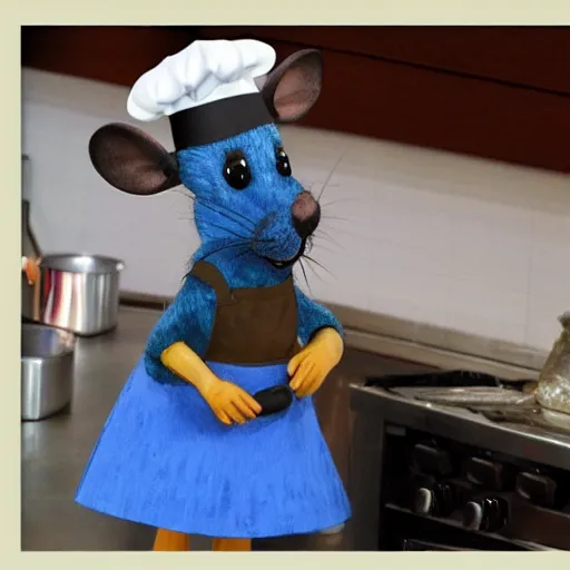 Image similar to blue rat with chef's hat