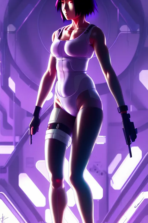 Image similar to a fullbody portrait of motoko kusanagi the major ghost in the shell connected to a supercomputer, stand alone complex, under repairs, maintenance by ilya kuvshinov, rossdraws, artgerm, sola digital arts, anti aliasing, raytracing