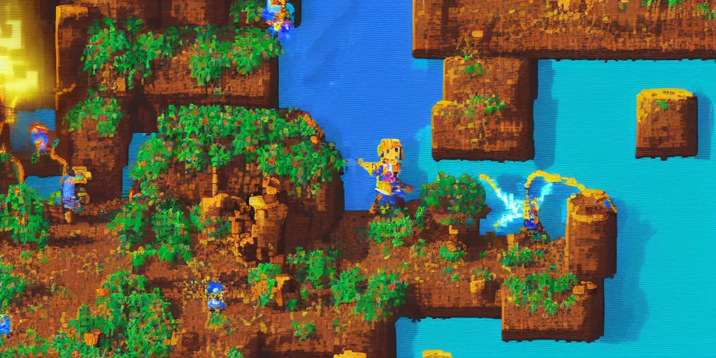 Image similar to closeup screenshot of two dimension pixel art zelda game, 8 k, close up