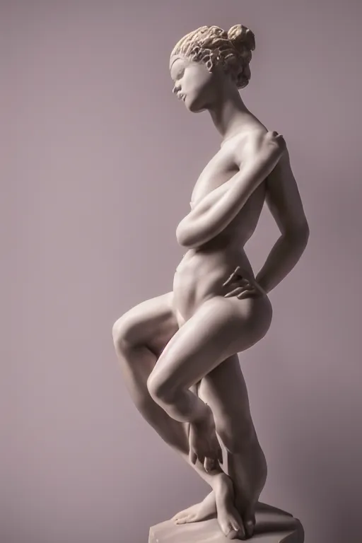 Prompt: detailed photo of sexy woman statue, full body pose, various seducing poses, photorealism, intricate detail, a few light reflexions, museum diffuse lighting